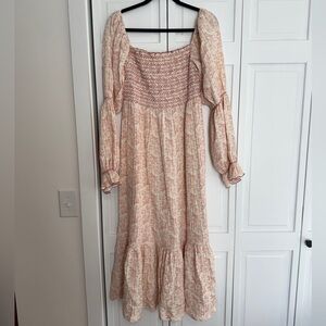 Nothing Fits But Floral Print Smocked Maxi Dress